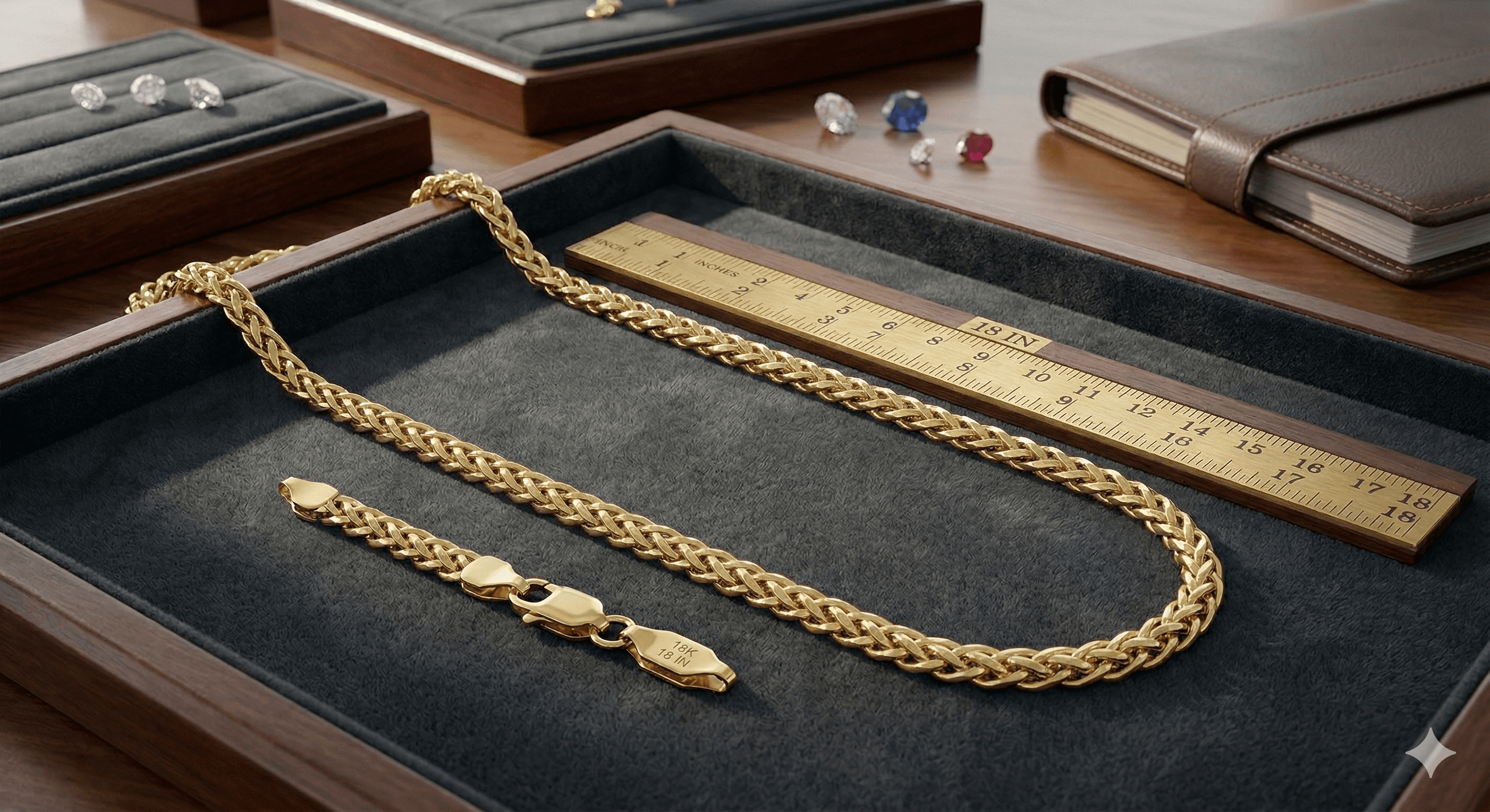 Solid Gold Wheat Chain 18"